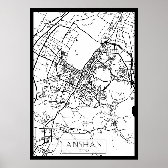 Póster Mapa de la ciudad de Anshan China (Frente)