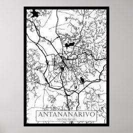 Póster Mapa de la ciudad de Antananarivo Madagascar
