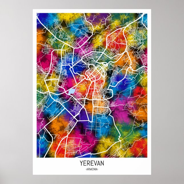 Póster Mapa de la ciudad de Armenia en Ereván (Frente)