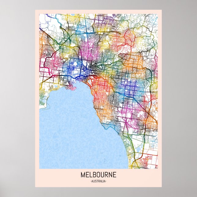 Póster Mapa de la ciudad de Australia en Melbourne (Frente)