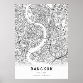 Póster Mapa de la ciudad de Bangkok