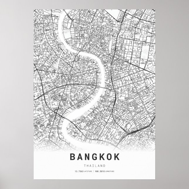 Póster Mapa de la ciudad de Bangkok (Frente)