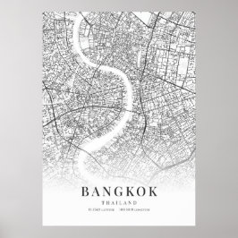 Póster Mapa de la ciudad de Bangkok