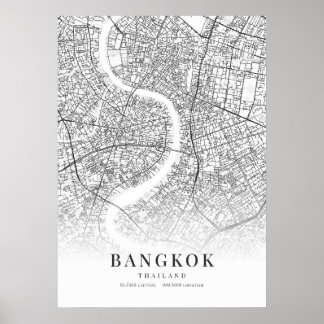 Póster Mapa de la ciudad de Bangkok