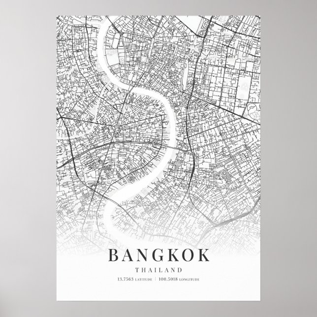 Póster Mapa de la ciudad de Bangkok (Frente)