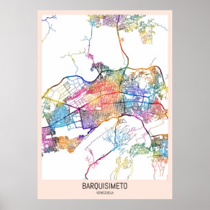 Póster Mapa de la ciudad de Barquisimeto Venezuela