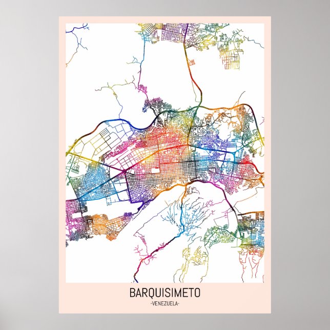 Póster Mapa de la ciudad de Barquisimeto Venezuela (Frente)