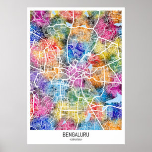 Póster Mapa de la ciudad de Bengaluru Karnataka