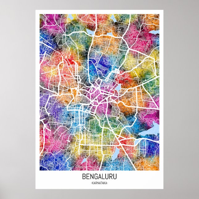 Póster Mapa de la ciudad de Bengaluru Karnataka (Frente)