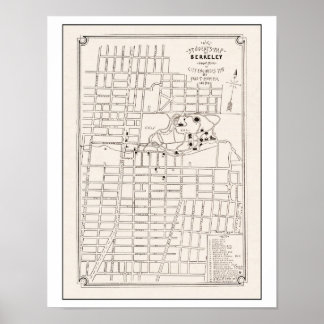 Póster Mapa de la ciudad de Berkeley California 1898