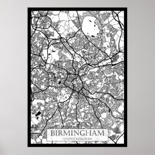 Póster Mapa de la ciudad de Birmingham Reino Unido