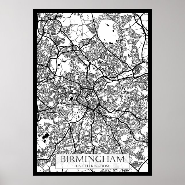 Póster Mapa de la ciudad de Birmingham Reino Unido (Frente)