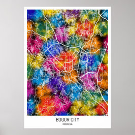 Póster Mapa de la ciudad de Bogor en Indonesia