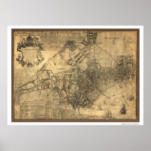 Póster Mapa de la ciudad de Boston - 1769