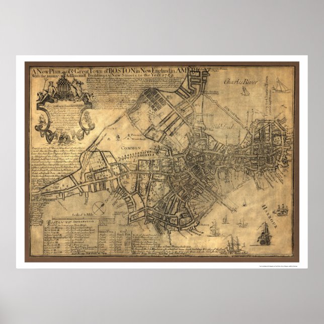 Póster Mapa de la ciudad de Boston - 1769 (Frente)