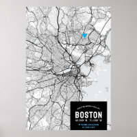 Mapa de la ciudad de Boston con su ubicación