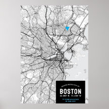 Mapa de la ciudad de Boston con su ubicación