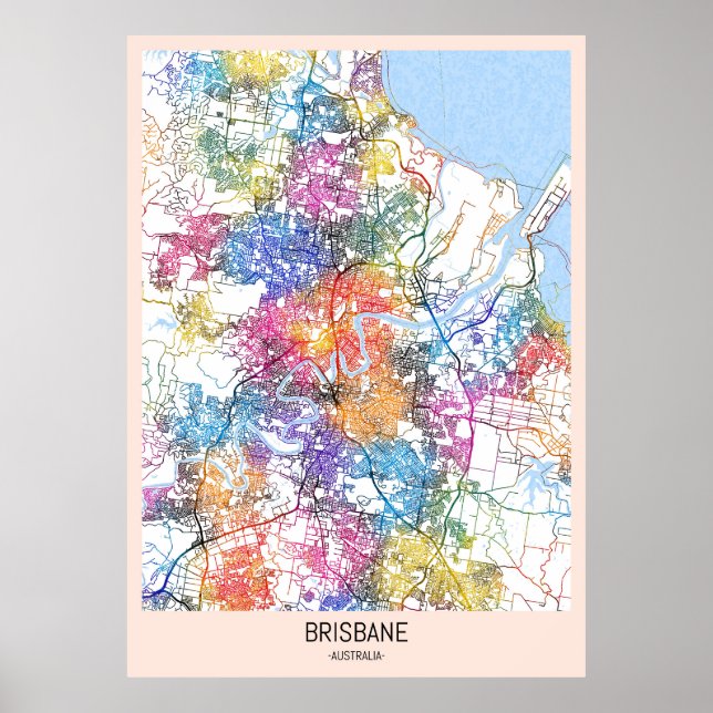Póster Mapa de la ciudad de Brisbane Australia (Frente)