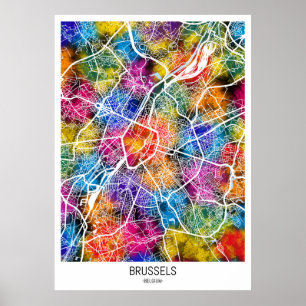 Póster Mapa de la ciudad de Bruselas