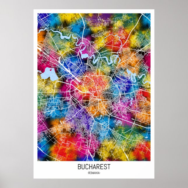 Póster Mapa de la ciudad de Bucarest (Frente)