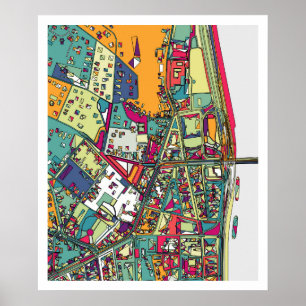 Póster Mapa de la ciudad de Budapest, Hungría el  