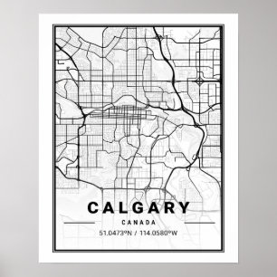 Póster Mapa de la ciudad de Calgary Alberta Canadá para v