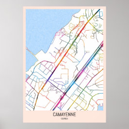 Póster Mapa de la ciudad de Camayenne Guinea