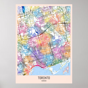 Póster Mapa de la ciudad de Canadá de Toronto