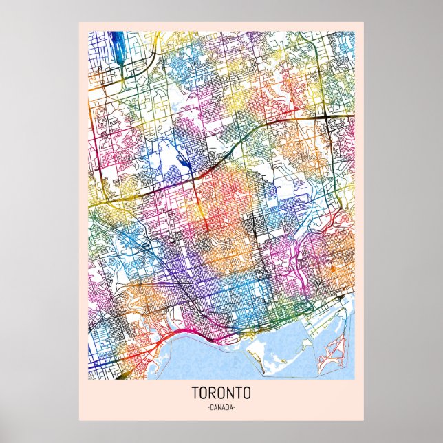 Póster Mapa de la ciudad de Canadá de Toronto (Frente)