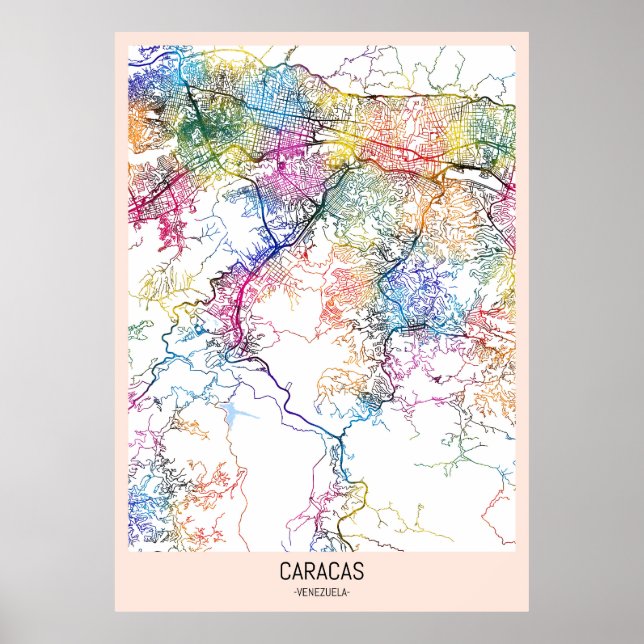 Póster Mapa de la ciudad de Caracas (Frente)