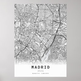 Póster Mapa de la ciudad de cartografía de Madrid