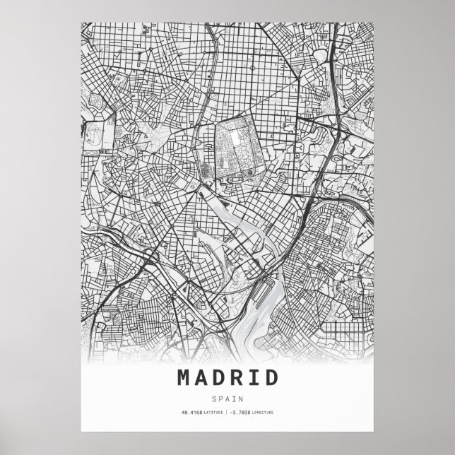 Póster Mapa de la ciudad de cartografía de Madrid (Frente)