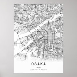 Póster Mapa de la ciudad de cartografía de Osaka