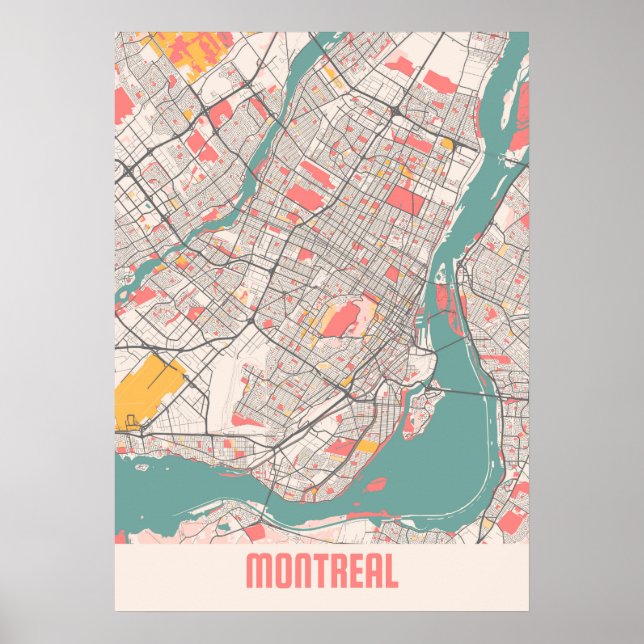 Póster Mapa de la ciudad de Chalk en Montreal - Canadá (Frente)