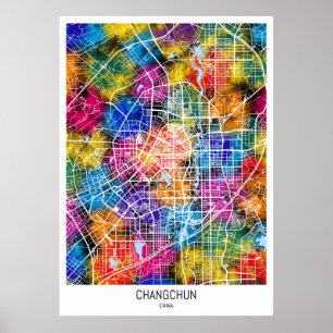 Póster Mapa de la ciudad de Changchun