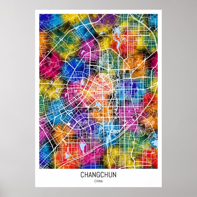 Póster Mapa de la ciudad de Changchun (Frente)
