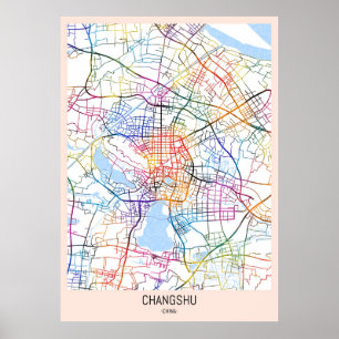 Póster Mapa de la ciudad de Changshu en China