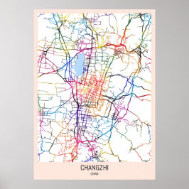Póster Mapa de la ciudad de Changzhi China