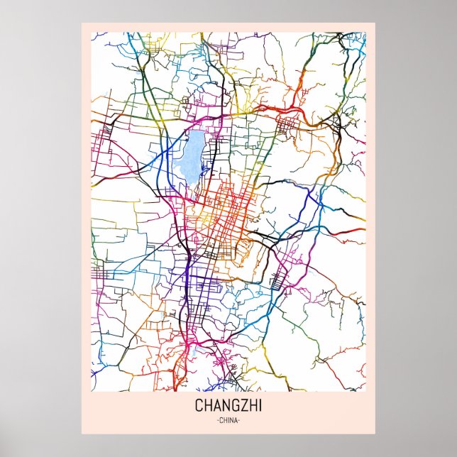 Póster Mapa de la ciudad de Changzhi China (Frente)