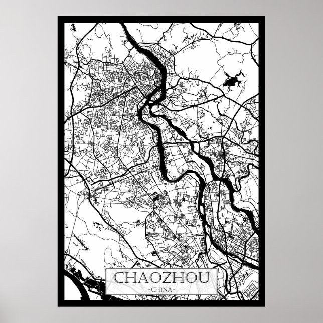 Póster Mapa de la ciudad de Chaozhou China (Frente)