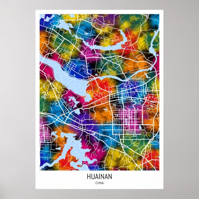 Póster Mapa de la ciudad de China en Huainan (Frente)
