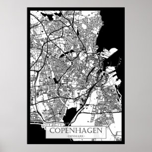 Póster Mapa de la ciudad de Copenhague Dinamarca