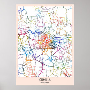 Póster Mapa de la ciudad de Cumilla Bangladesh
