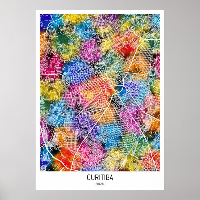 Póster Mapa de la ciudad de Curitiba Brasil (Frente)