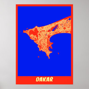 Póster Mapa de la ciudad de Dakar - Senegal