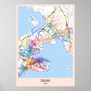Póster Mapa de la ciudad de Dalian en China