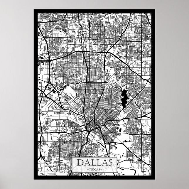 Póster Mapa de la ciudad de Dallas EE. UU. (Frente)