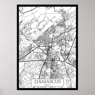 Póster Mapa de la ciudad de Damasco Siria