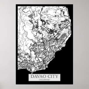 Póster Mapa de la ciudad de Davao Filipinas