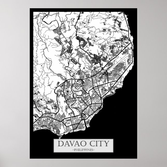 Póster Mapa de la ciudad de Davao Filipinas (Frente)